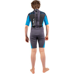 2025 Gul Junior Response 3/2mm Back Zip Shorty Wetsuit RE3322-C1 - Grey / Blue